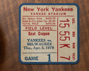 1979 Yankees Opening Day Ticket Stub Coaster Set - Row One Brand