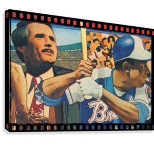 Ted Turner and Hank Aaron Atlanta Braves Art | 36 x 25 inch Canvas Baseball Art | Row One Brand | Vintage Sports Art | Vintage Baseball Art