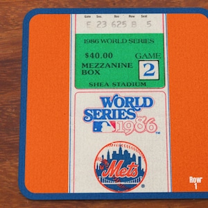 1986 New York Mets World Series Ticket Stub Drink Coasters (4) | Row One Brand | Historic Sports Ticket Drink Coasters, New York Sports Gift