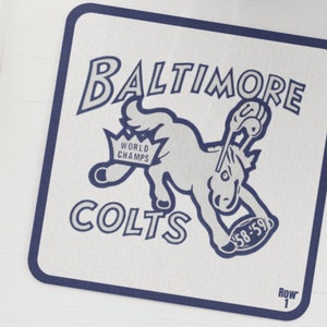 1959 Baltimore Colts World Champs Football Art Drink Coasters | Set of Four Drink Coasters | Row One Brand Sports Gifts