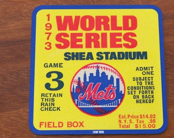 1973 NY Mets World Series Ticket Stub Coasters - Baseball Fan Gift