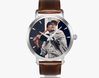 1957 Yankees Baseball Art Watch: Automatic Stainless Steel, Leather Band