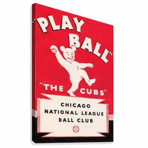 1934 Chicago Cubs Play Ball 36 x 25 inch Canvas Art | Row One Brand | Vintage Sports Art | Vintage Baseball Art