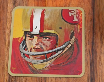 49ers Football Art Coasters: Vintage Helmet Design, Set of 4