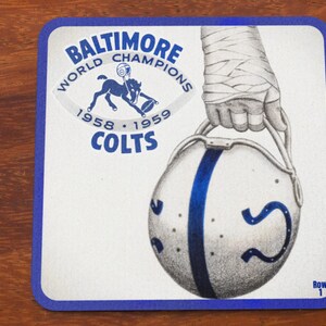 Vintage Baltimore Colts World Champs Art Drink Coasters (4 Pieces) | Row One Brand | Unique Football Gifts, Unique Sports Gift Ideas