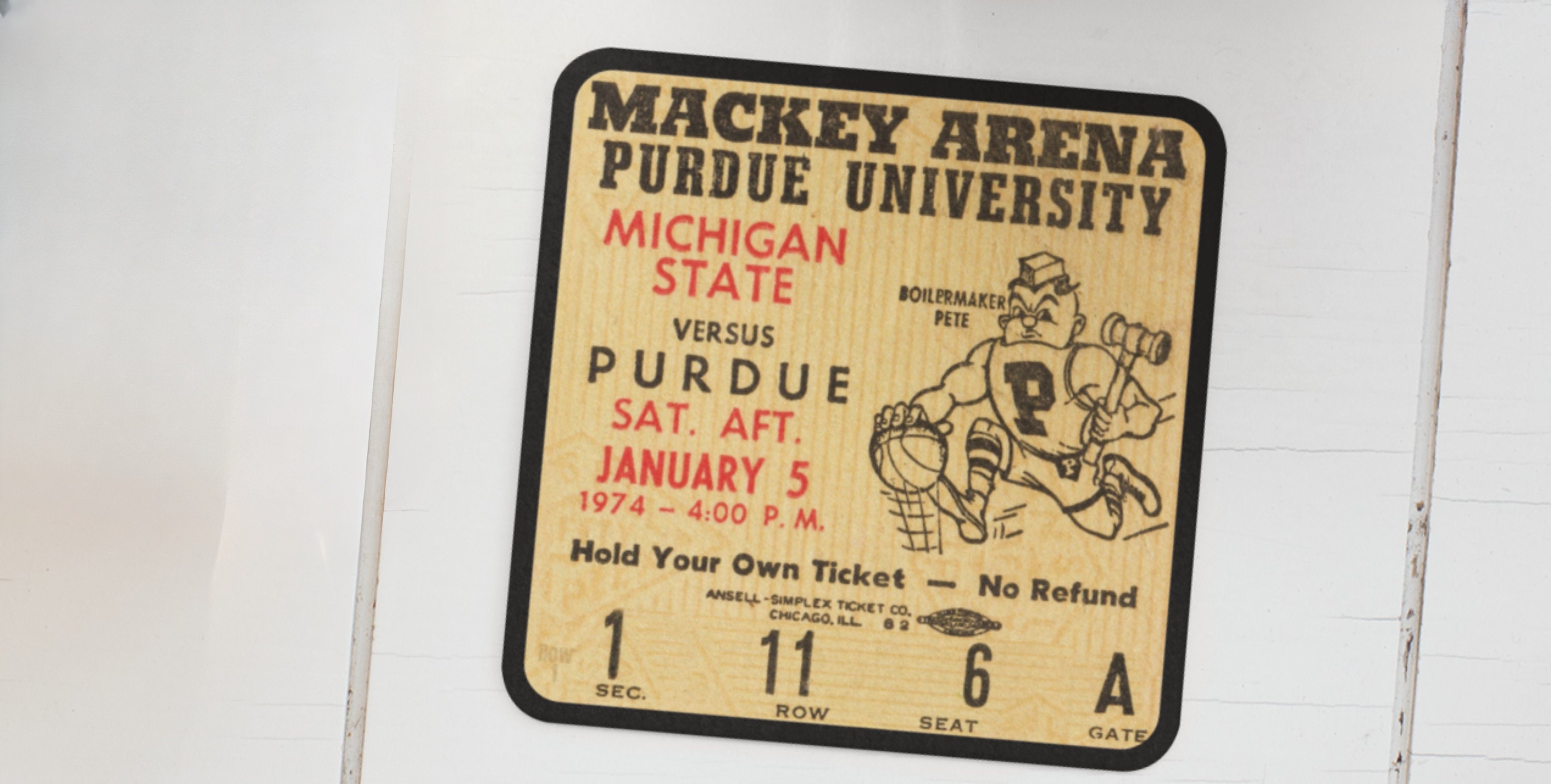 1974 Michigan State Vs. Purdue Basketball Ticket Drink Etsy