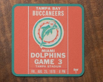 1978 Miami Dolphins Ticket Stub Coaster Set: Historic Football Gifts