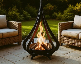 Foyer extérieur moderne en acier : bol à feu d'extérieur plat, assemblage facile