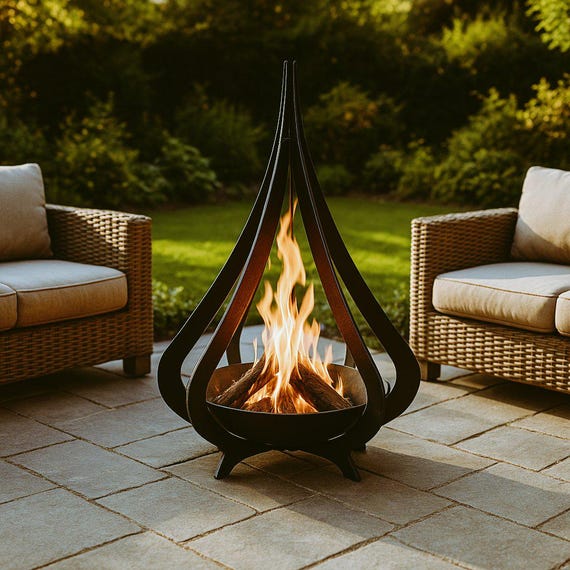 Modern Steel Fire Pit: Flat-Pack Outdoor Fire Bowl, Easy Assembly