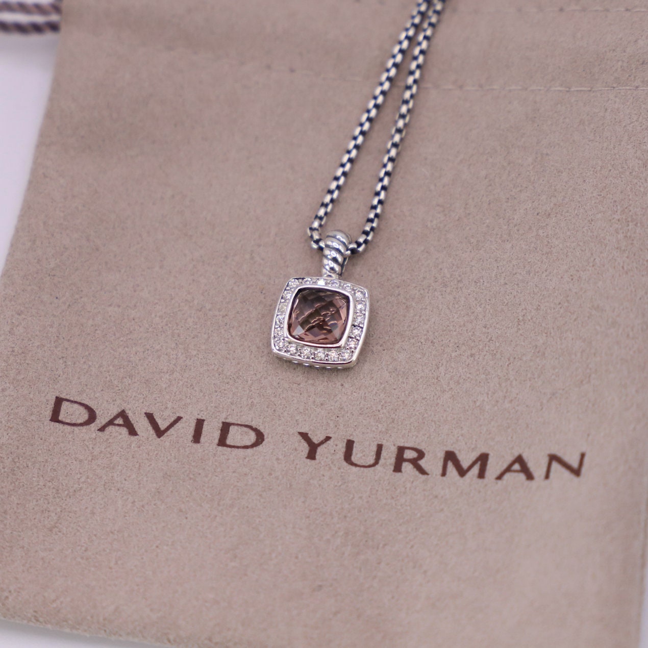 David Yurman Sterling Silver 7mm Albion Necklace With Morganite