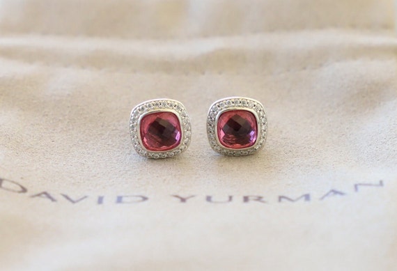 David Yurman Sterling Silver 7mm Albion Stud Earrings With Pink Tourmaline Diamonds Etsy
