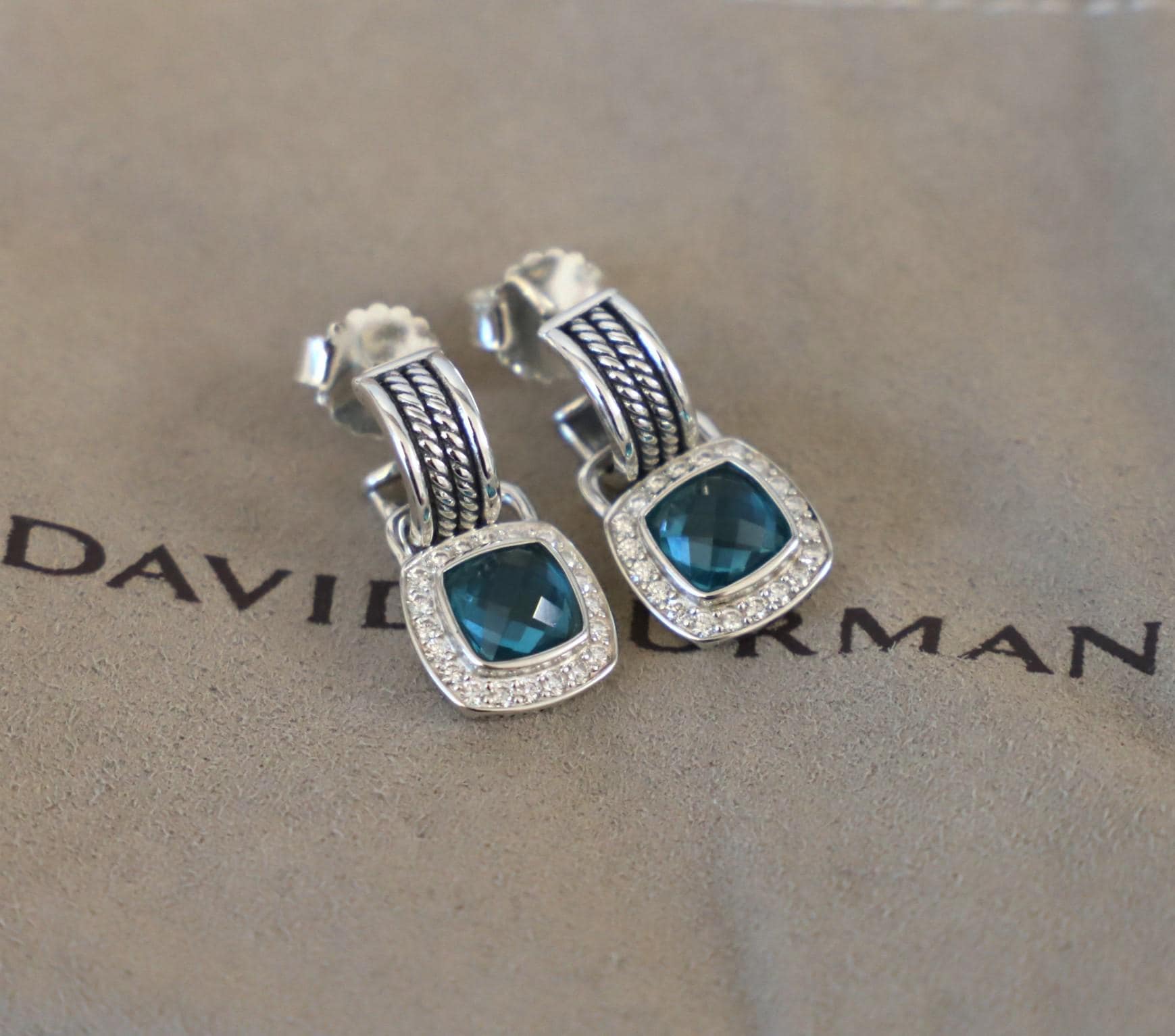 David Yurman Sterling Silver 7mm Albion Drop Earrings With Hampton