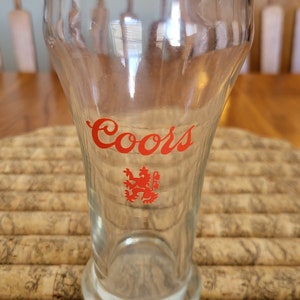 Vintage Coors Beer Sham Style Glass with Red Griffin Lion 7 Ounces