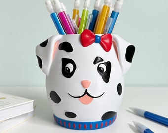 Dog Pen/Pencil Holder, 3D Printed & Hand Painted, Office Desk Organizer Cup