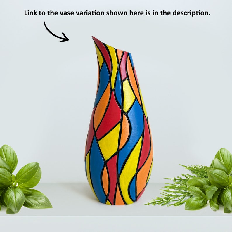 Hand Painted 3D Printed Vase Colorful Modern Abstract Vase Etsy