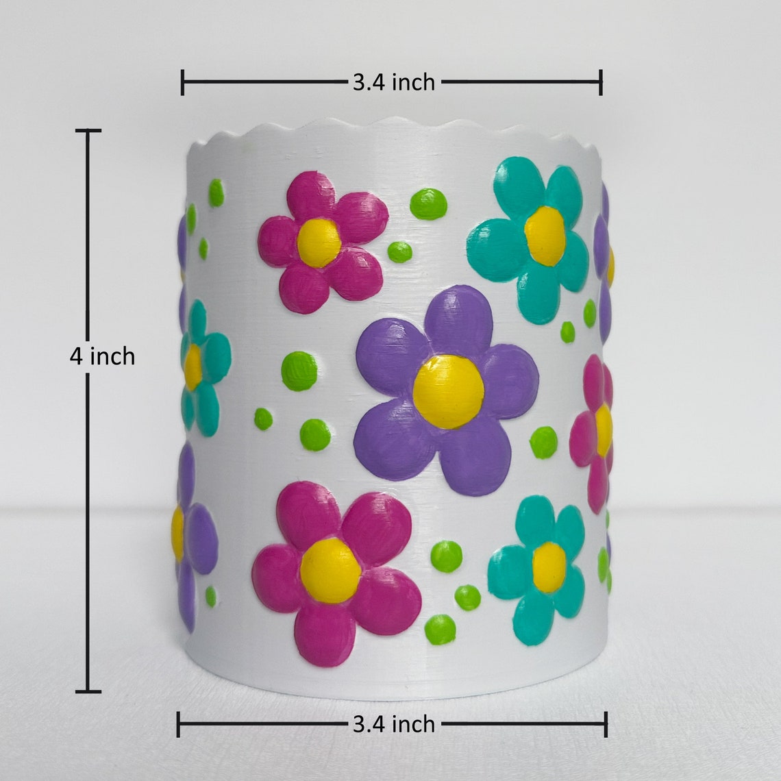 Flower Pen Holder, Colorful Floral Pencil Cup, 3D Printed & Hand ...