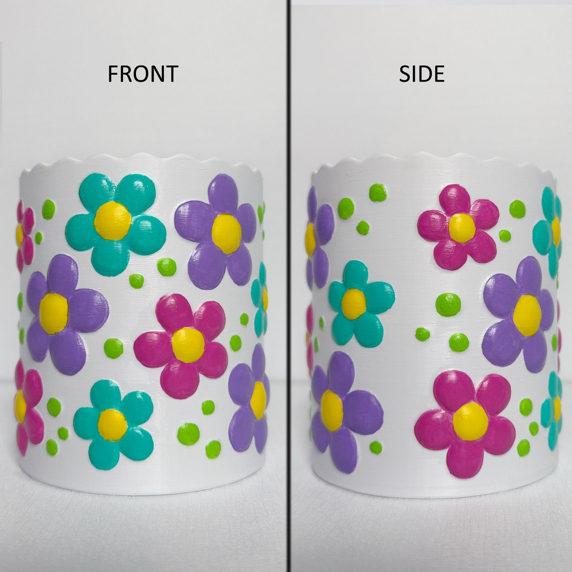 Flower Pen Holder, Colorful Floral Pencil Cup, 3D Printed & Hand ...