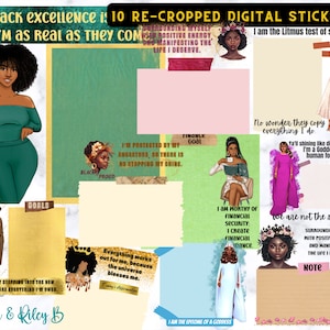 Black Girl Digital Stickers: Pre-Cropped Planner Clipart (Goodnotes, PNG)