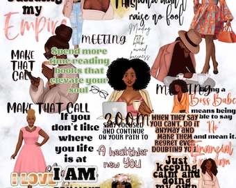 Black Girl Magic Digital Stickers: Goodnotes Planner Clipart (PNG, Pre-Cropped)