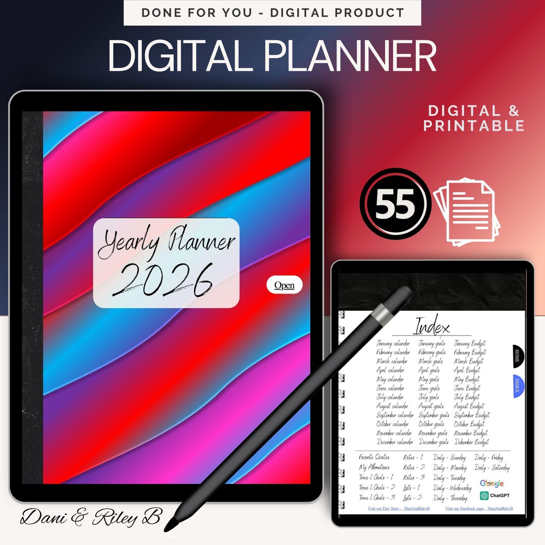 2026 Hyperlinked PDF Daily Monthly Calendar Task Manager Budget Planner ...