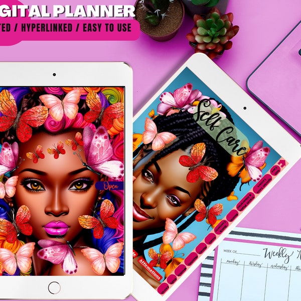 Black Girl Digital Planner, Undated Digital, Black Girl Magic Planner, Undated Digital Hyperlinked, Life Planner, #Butterfly Beauty Planner