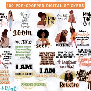 Black Girl Magic Digital Stickers: Goodnotes Planner Clipart (PNG, Pre-Cropped)