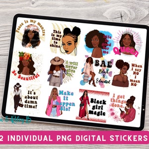 Black Girl Magic Digital Stickers: Goodnotes Planner Clipart (Pre-Cropped PNG Files)