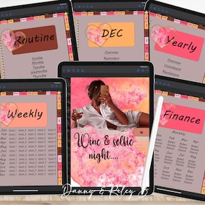 Digital Planner, Digital budget planner, Undated PDF, Black Girl Planner, Undated Digital Hyperlinked, Life Planner, #Wine And Selfie Night