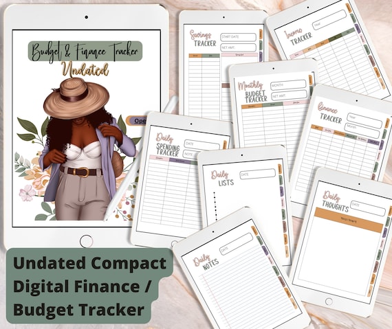 Financial Planner,  Undated Digital Planner, Finance Planner, Expense Tracker, Bill Tracker, Monthly Budget, Budget Tracker, Black Girl