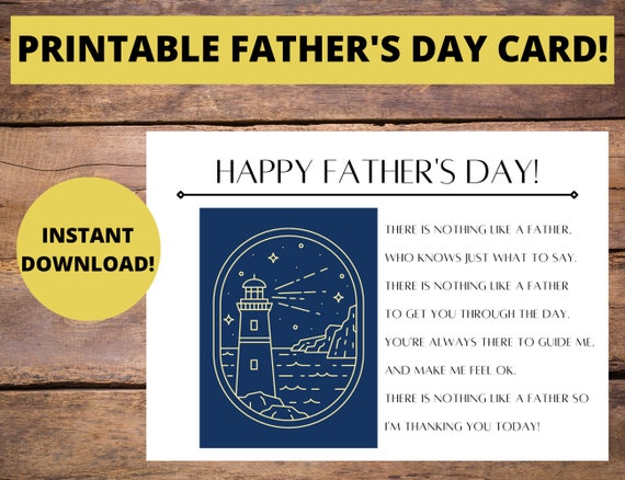 Printable Father's Day Card Instant Download - Etsy