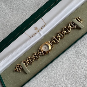 Vintage GUCCI Horsebit Gold-Plated Stainless Steel Watch MOP Dial