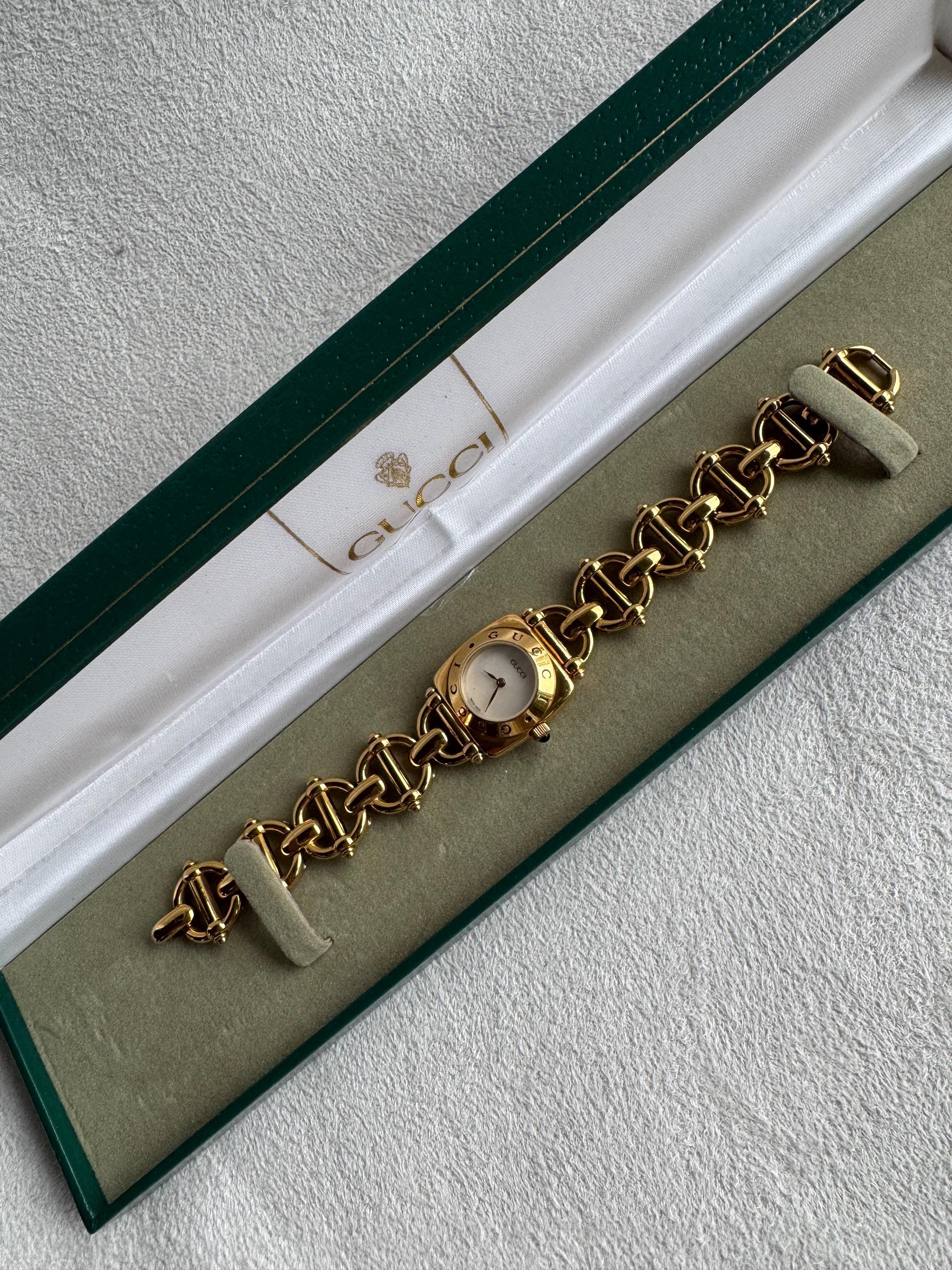 Vintage GUCCI Horsebit Gold-plated Stainless Steel Watch MOP 