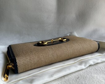 【GUCCI】Holsbit 1955 Half wallet/追跡可能/全国送料無料 グッチ ホースビット 1955〕ミニバッグベージュ＆エボニー GG