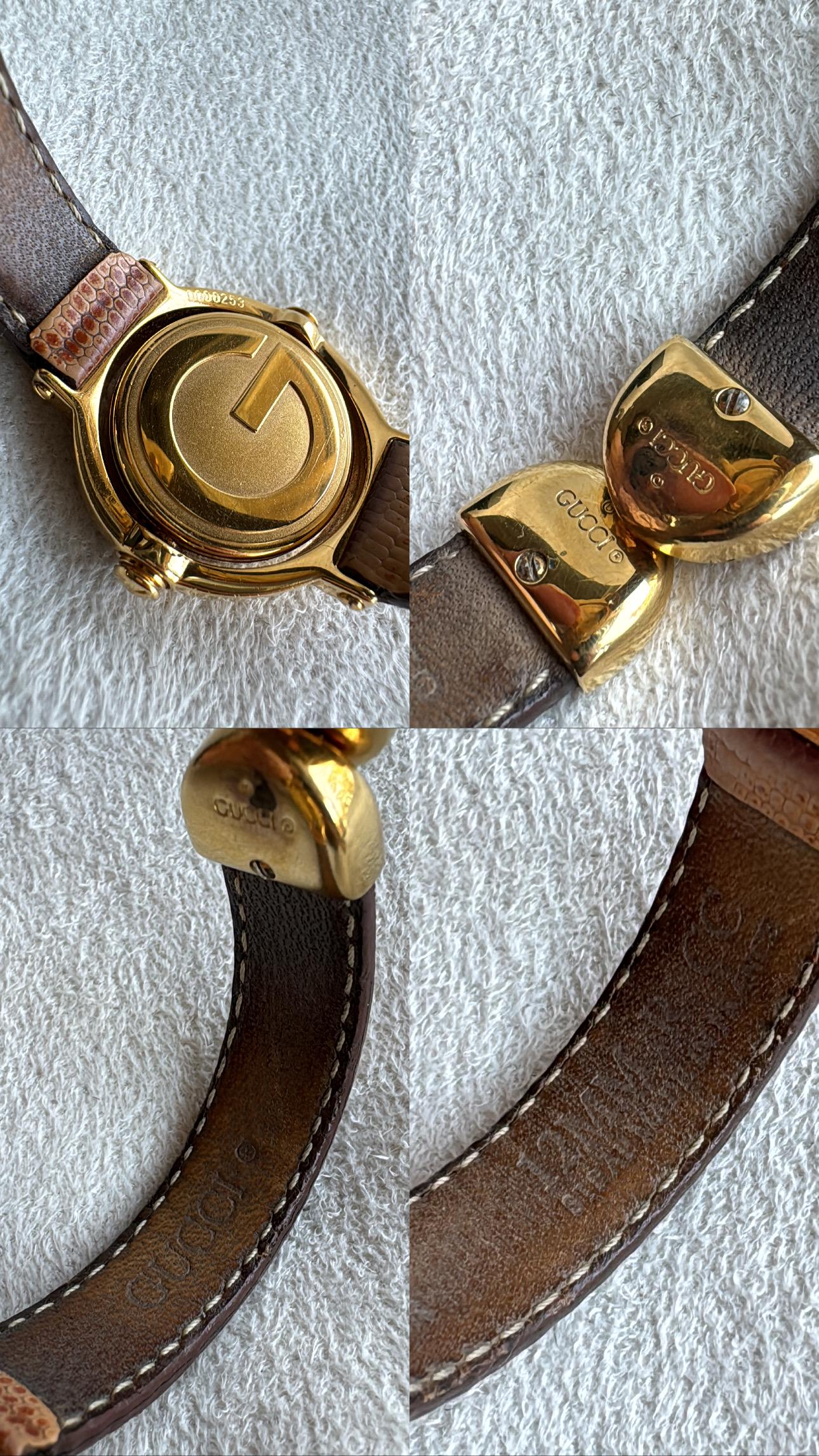 Rare Vintage GUCCI Stainless Steel Gold-plated Logo Swivel Watch