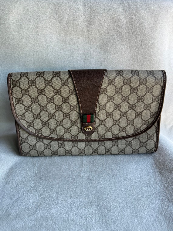 Rare Vintage GUCCI GG Clutch With Sherry Line Etsy UK