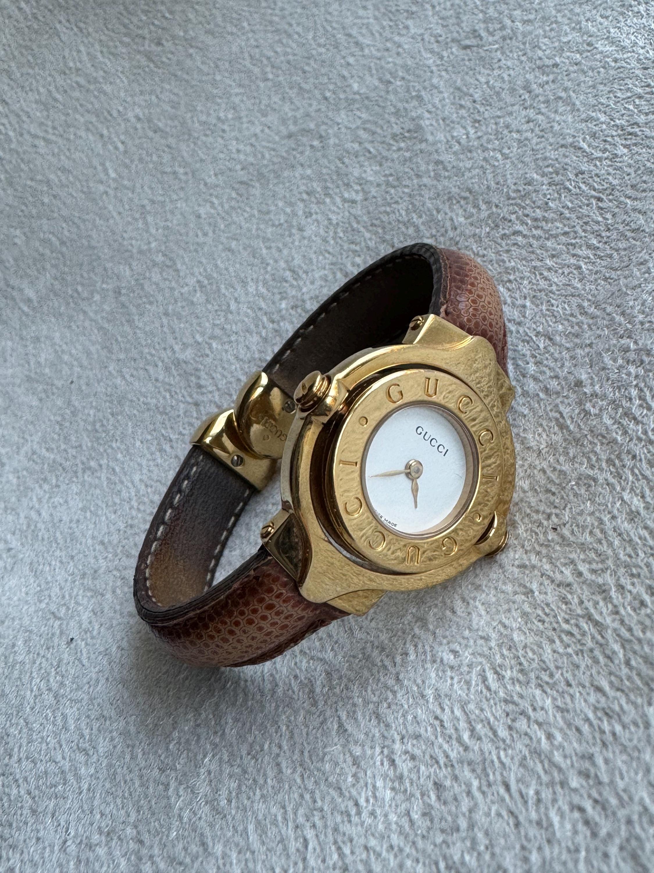 Rare Vintage GUCCI Stainless Steel Gold-plated Logo Swivel  display picture 3