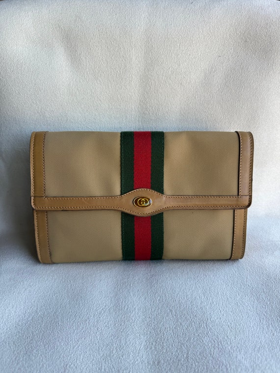 Rare Vintage GUCCI 'GG' Clutch with Sherry Line