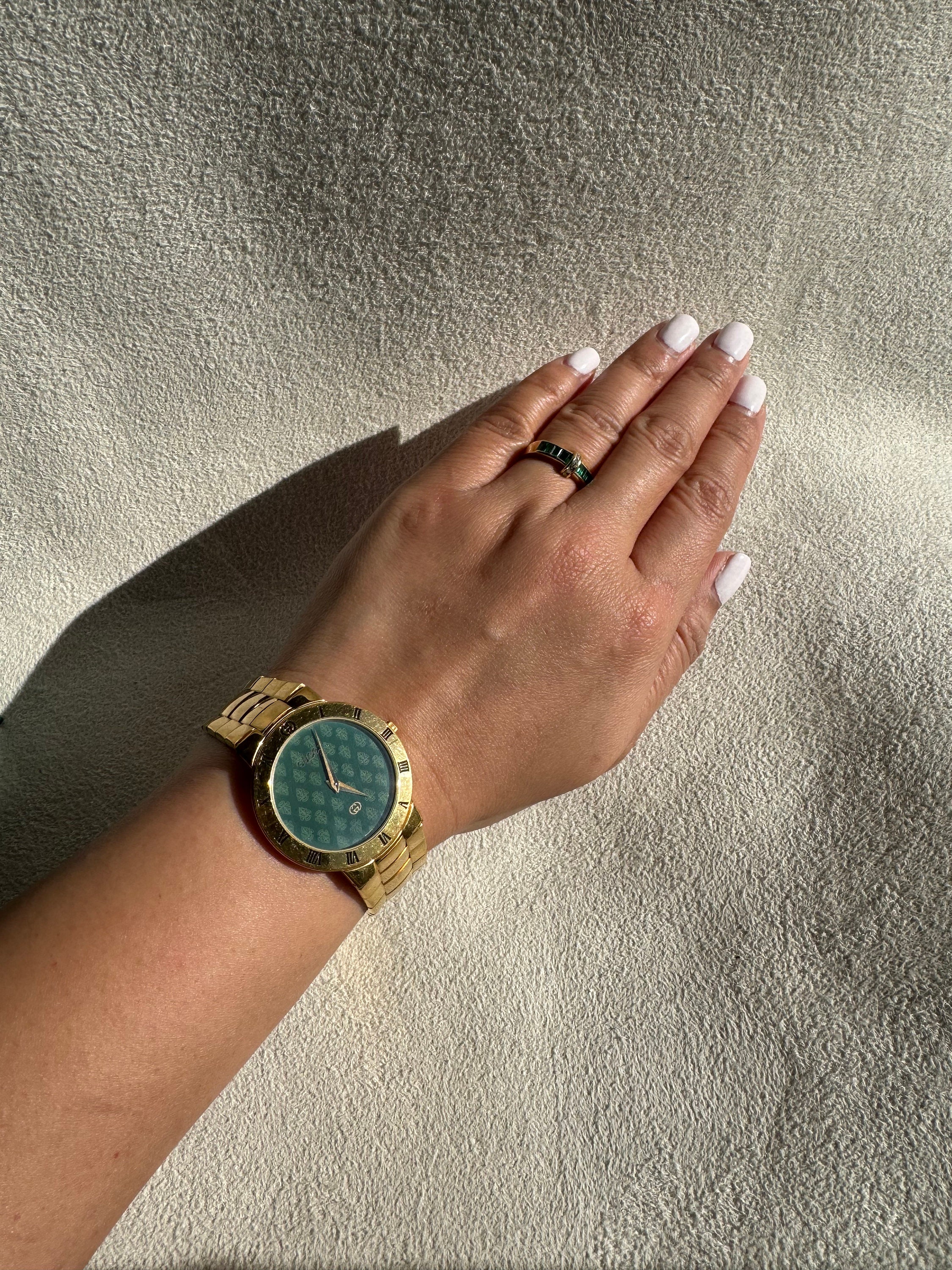 Vintage GUCCI 3300M Green Dial Watch, Circa 1990s (men's/unisex