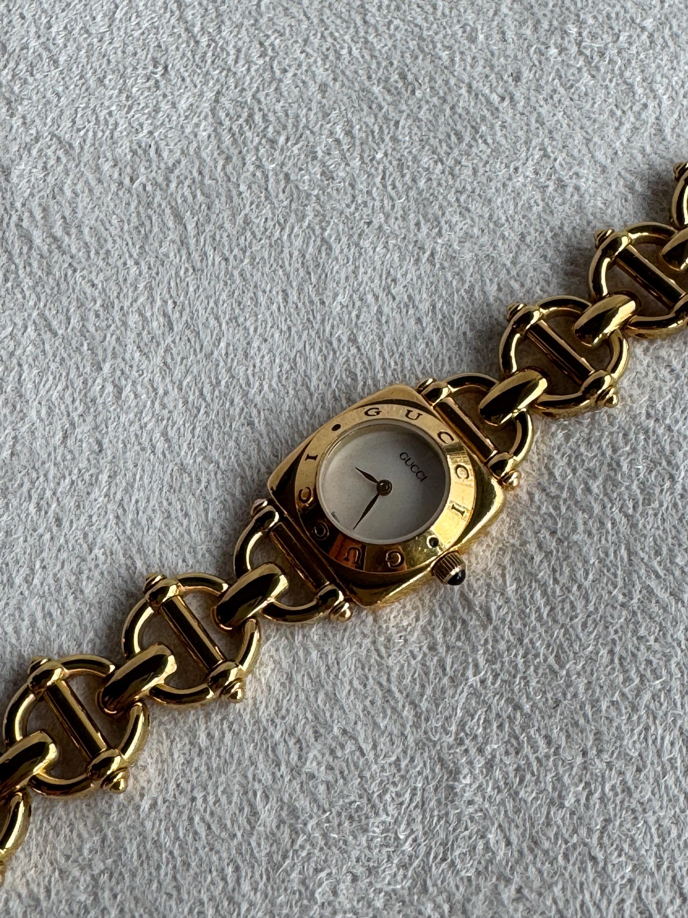 Vintage GUCCI Horsebit Gold-plated Stainless Steel Watch MOP 