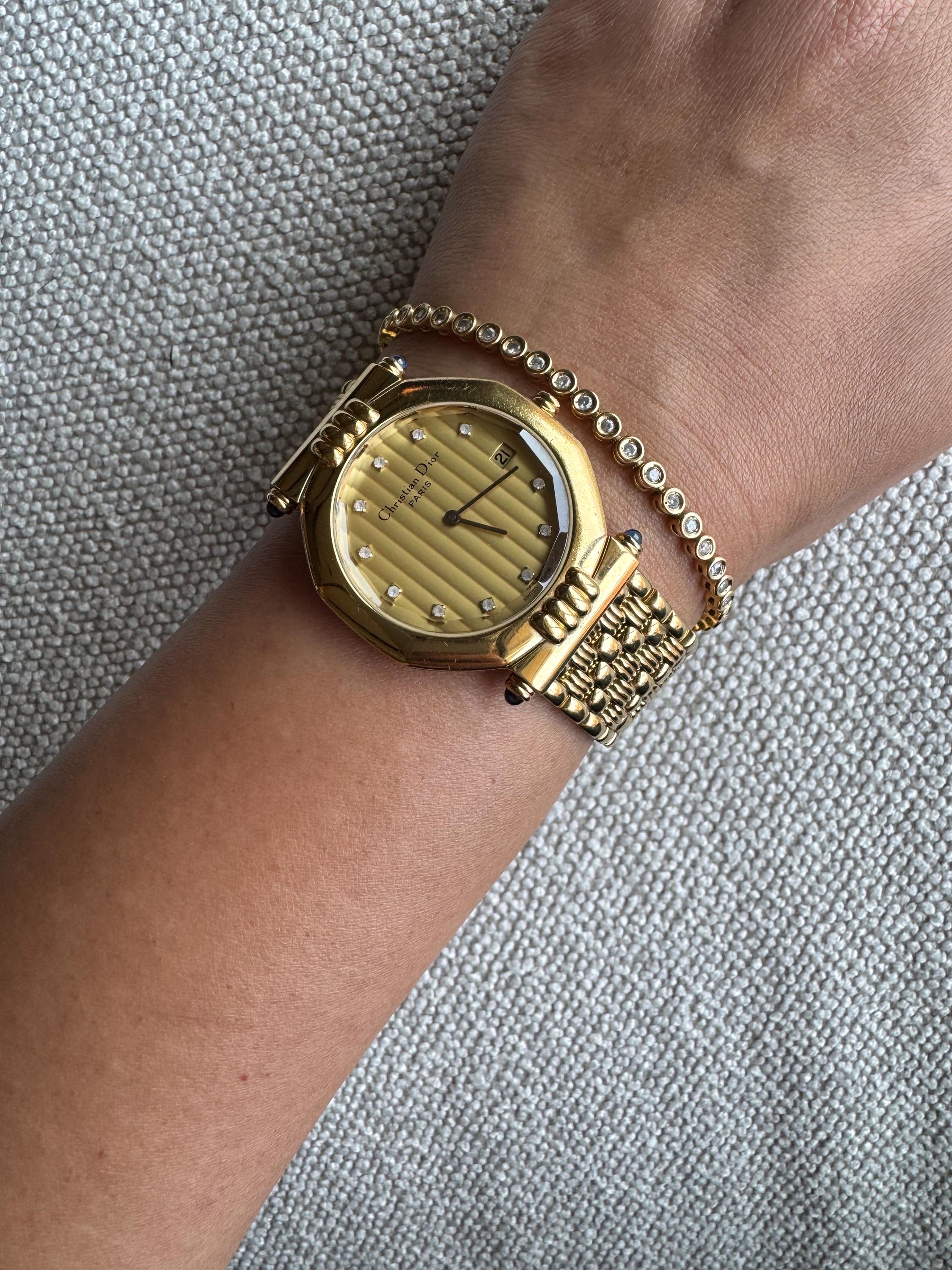 AUTHENTIC VINTAGE DIOR TWO-TONED WATCH - DIAMOND HOUR MARKERS VINTAGE DIOR TWO-TONED WATCH – Panahon Designs main image 2