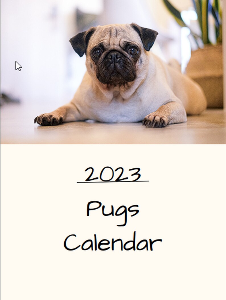 2023 Digital Printable Pugs Calendar - Etsy