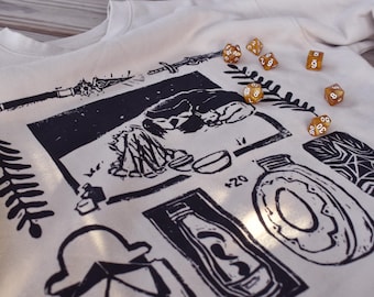 Baldur's Gate Inspired Sweatshirt , Cozy Camp Scene with Scratch & Owlbear Sweatshirt , BG3 Inspired