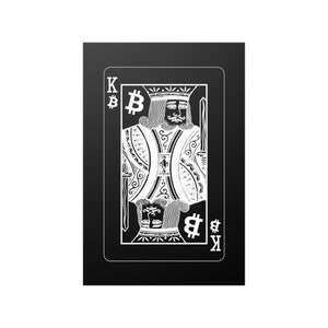 Pôster Bitcoin King Baralho Preto Cetim