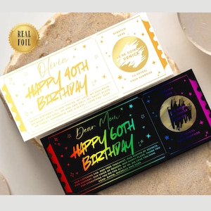 Foil Birthday Voucher, Custom Scratch Card, Birthday Scratch Card, 40th Birthday Surprise Gift, 30th 60th Gift Reveal, Birthday Reveal Gift