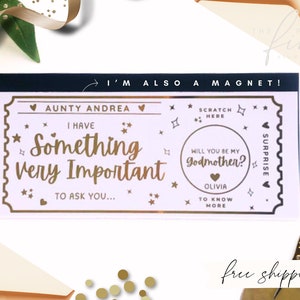 Billet pour proposition de marraine ou de parrain personnalisé en feuille d'or avec aimant, cadeau surprise de serais-tu ma marraine, carte personnalisée pour les parrains et les marraines