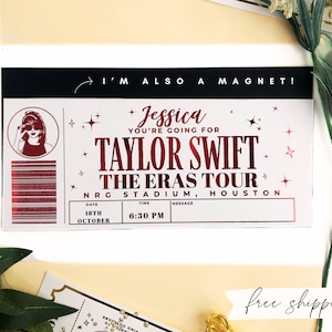 Physical Personalized Gold Foil Concert Ticket with Magnet, Anniversary Keepsake, Gig Surprise Memorabilia, Ticket Stub , Memory Box Idea