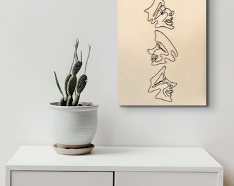 Three Faces | Wire Sculpture | On Wood Panel |