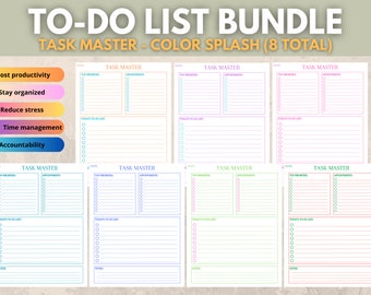 Time Management To-Do List Bundle, Productivity Planner, Daily Task Organizer, Time Tracker, Gift for Her, Office Supplies
