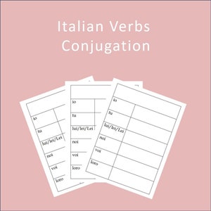 Italian Verbs Conjugation | Conjugation Tables | Italian Verbs Practice | Instant Download
