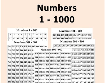 Numbers 1 100 Chart Numbers And Counting Instant Download Etsy Numbers 1 100 Chart Numbers And Counting Instant Download Etsy